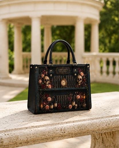 Dark Academia Skull Leather Handbag