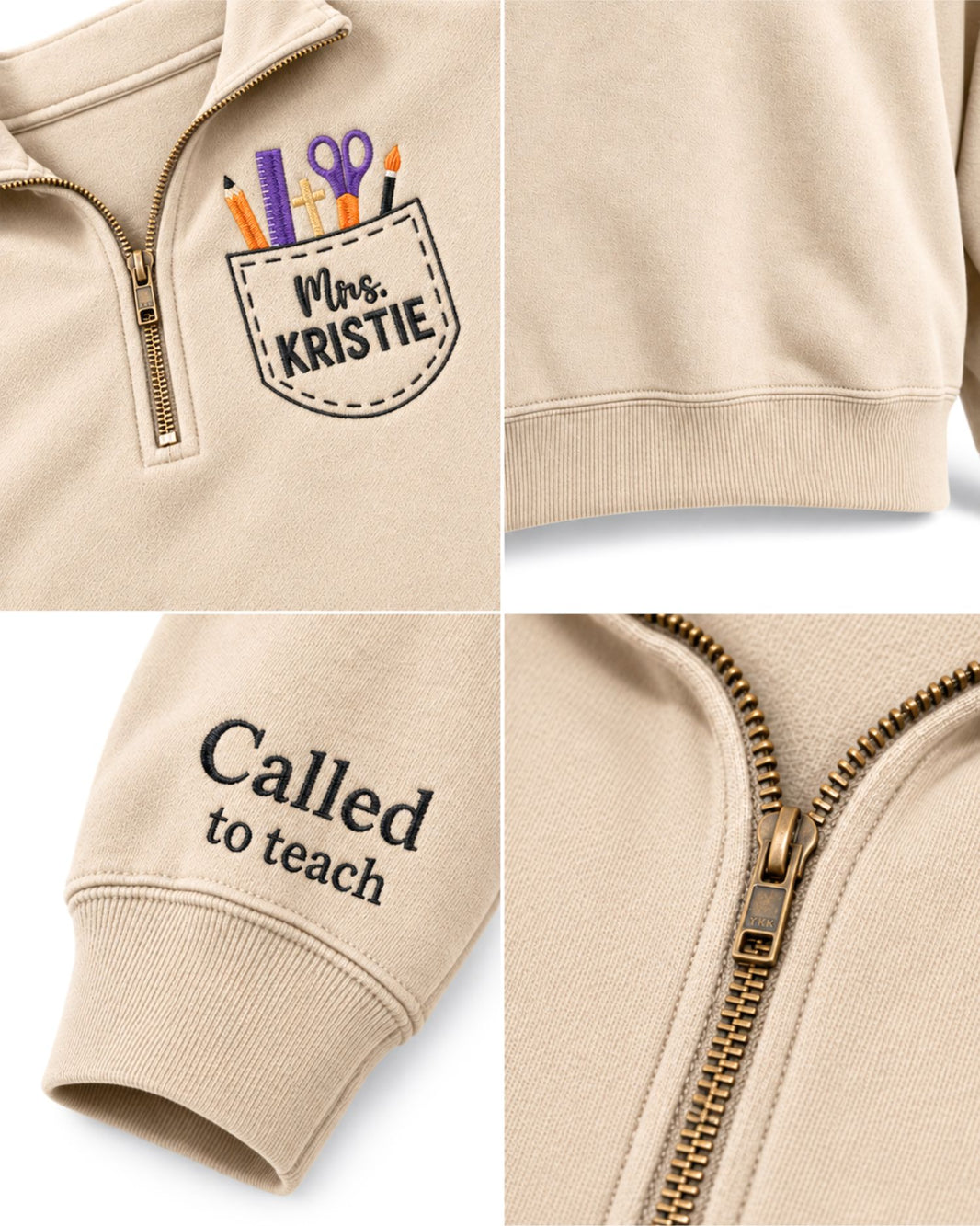 Called to Teach Personalized Halloween Quarter Zip Sweatshirt — mockup 2