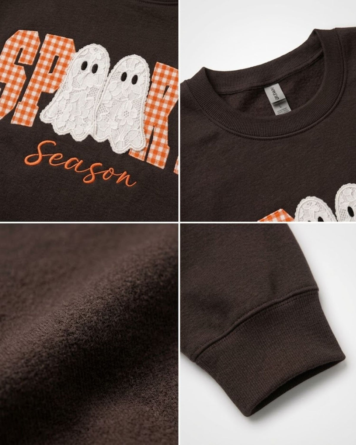 Spooky Season Lace Patchwork Applique Sweatshirt — mockup 2