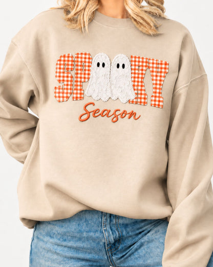Spooky Season Lace Patchwork Applique Sweatshirt — mockup 5