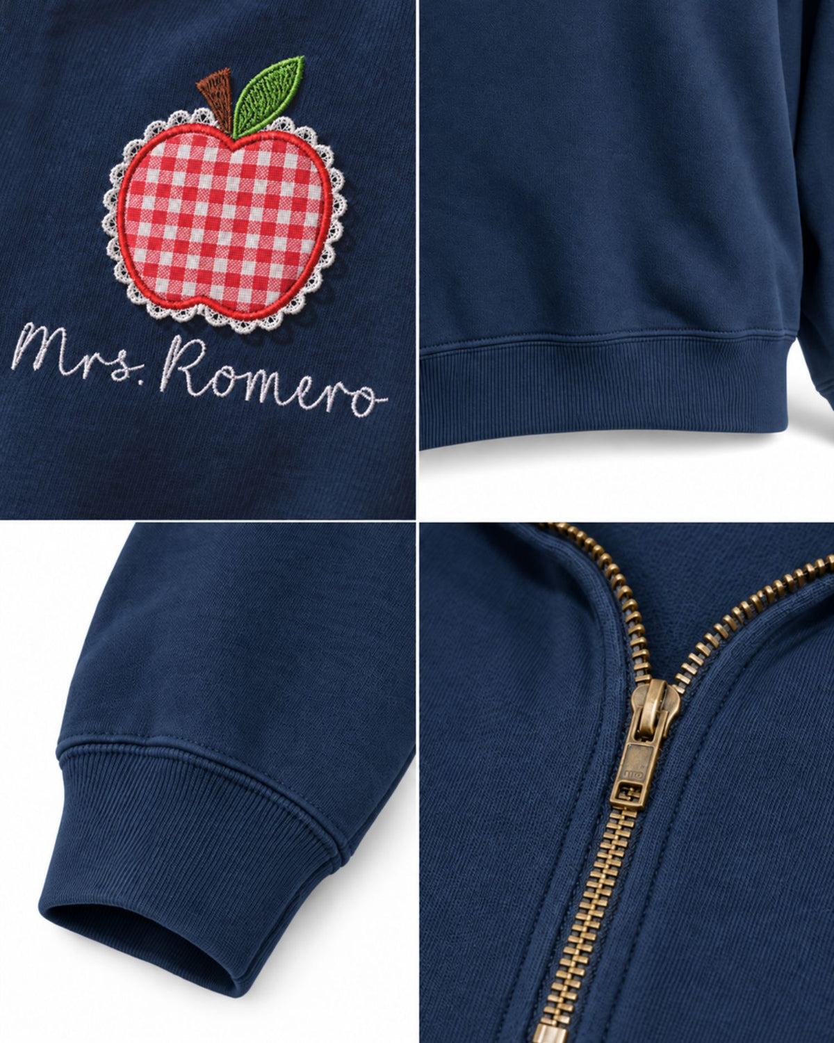 Personalized Apple Lace Patchwork Quarter Zip Sweatshirt — mockup 2
