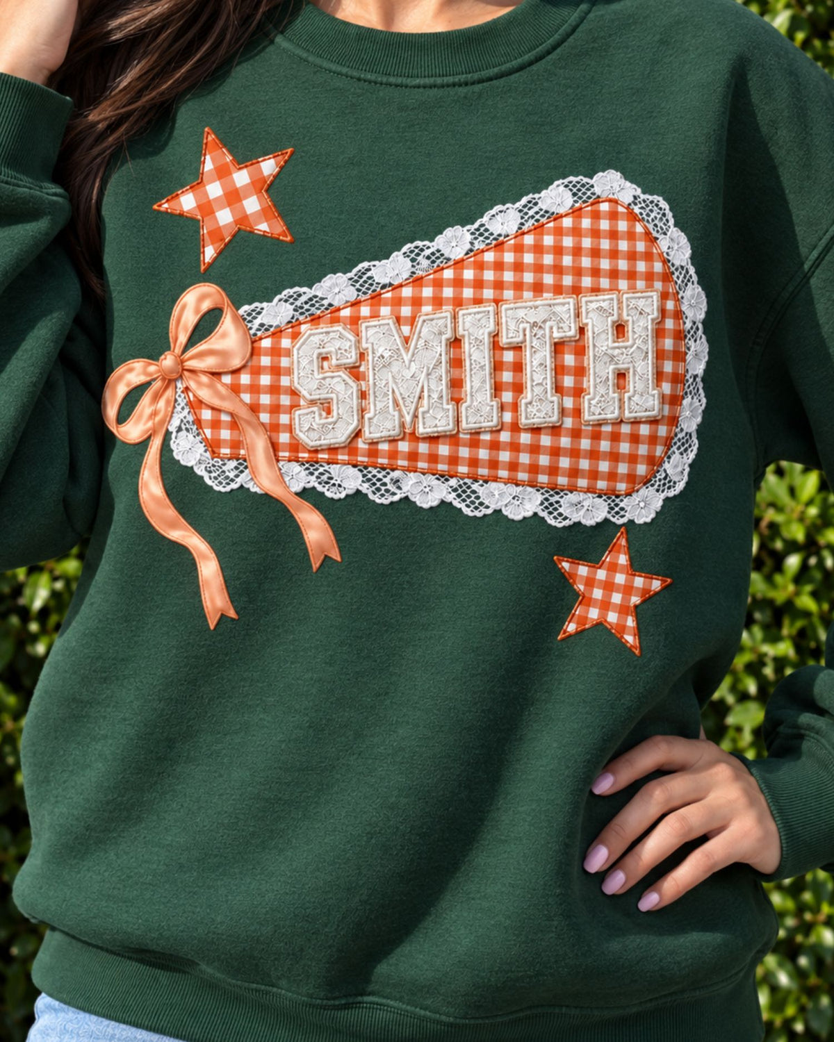 Teacher Custom Name Lace Patchwork Sweatshirt — mockup 3