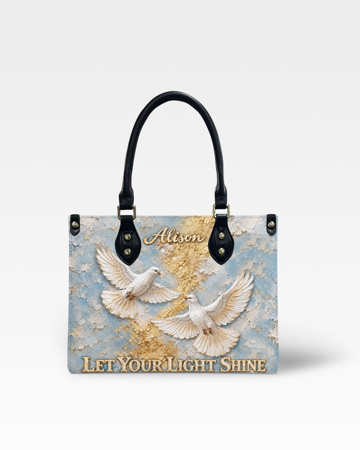 Personalized Let Your Light Shine Leather Handbag — mockup 1