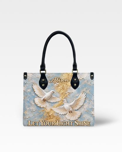 Personalized Let Your Light Shine Leather Handbag — mockup 1