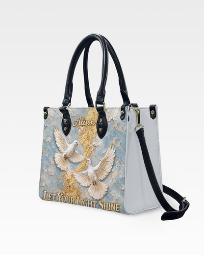Personalized Let Your Light Shine Leather Handbag — mockup 2