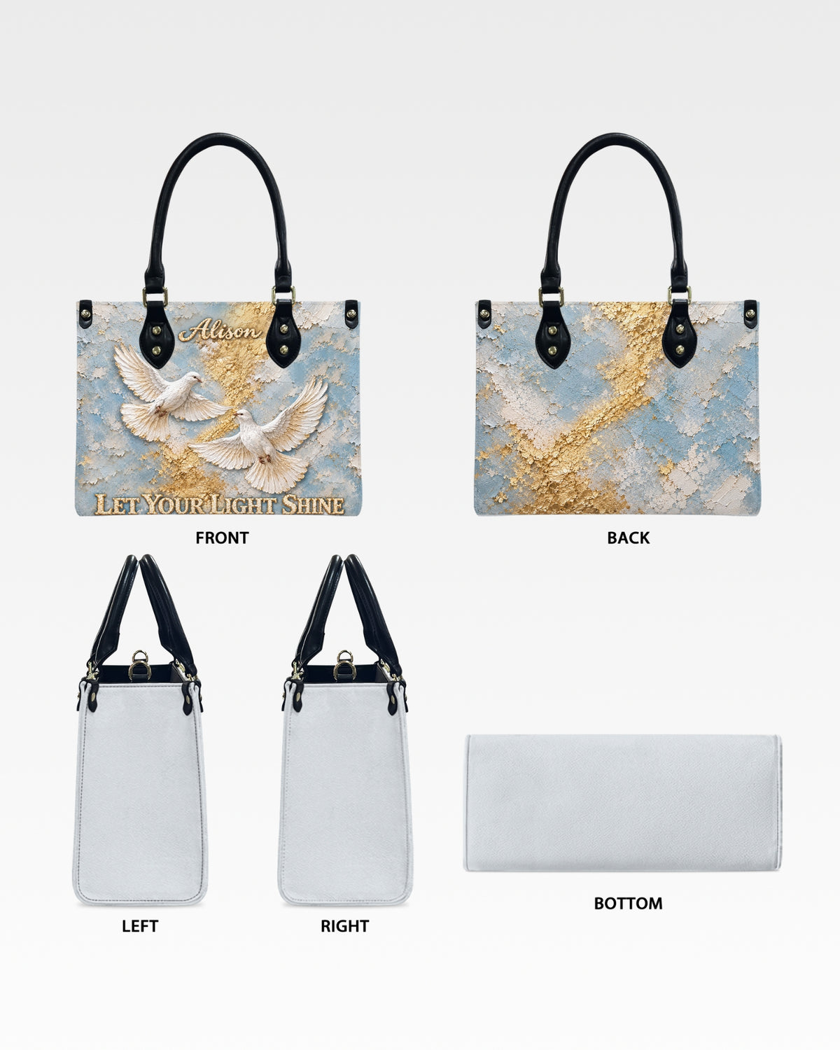 Personalized Let Your Light Shine Leather Handbag — mockup 4