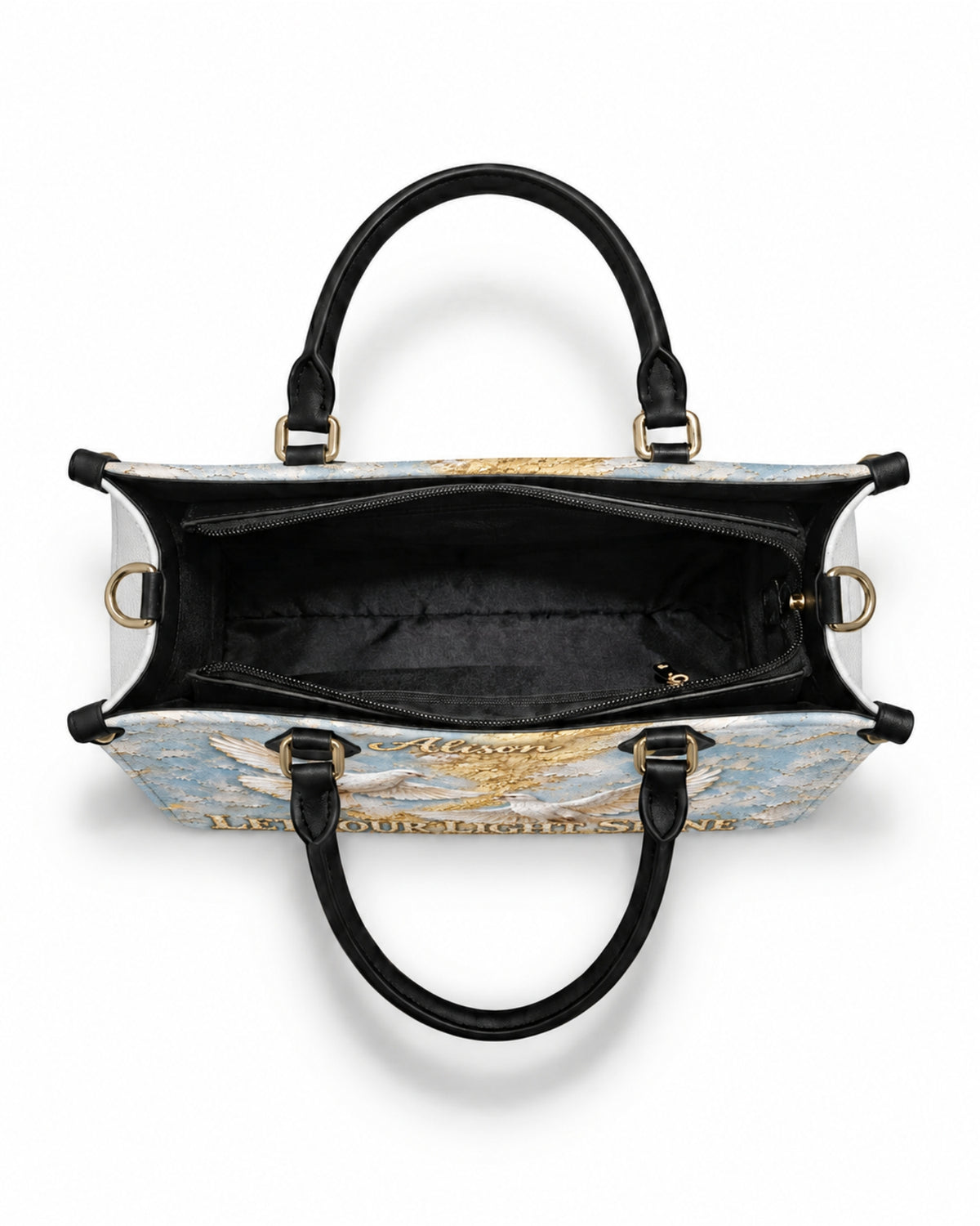 Personalized Let Your Light Shine Leather Handbag — mockup 5