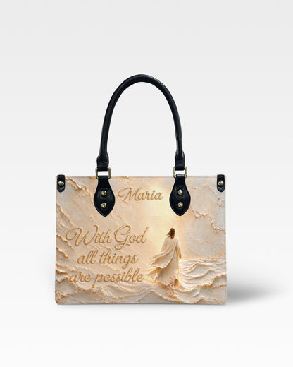 All Things Are Possible Christian Leather Handbag — mockup 1