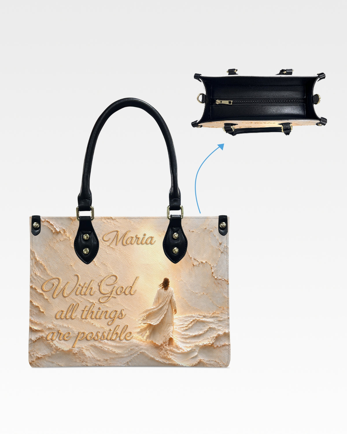 All Things Are Possible Christian Leather Handbag — mockup 3