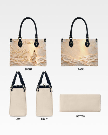 All Things Are Possible Christian Leather Handbag — mockup 4