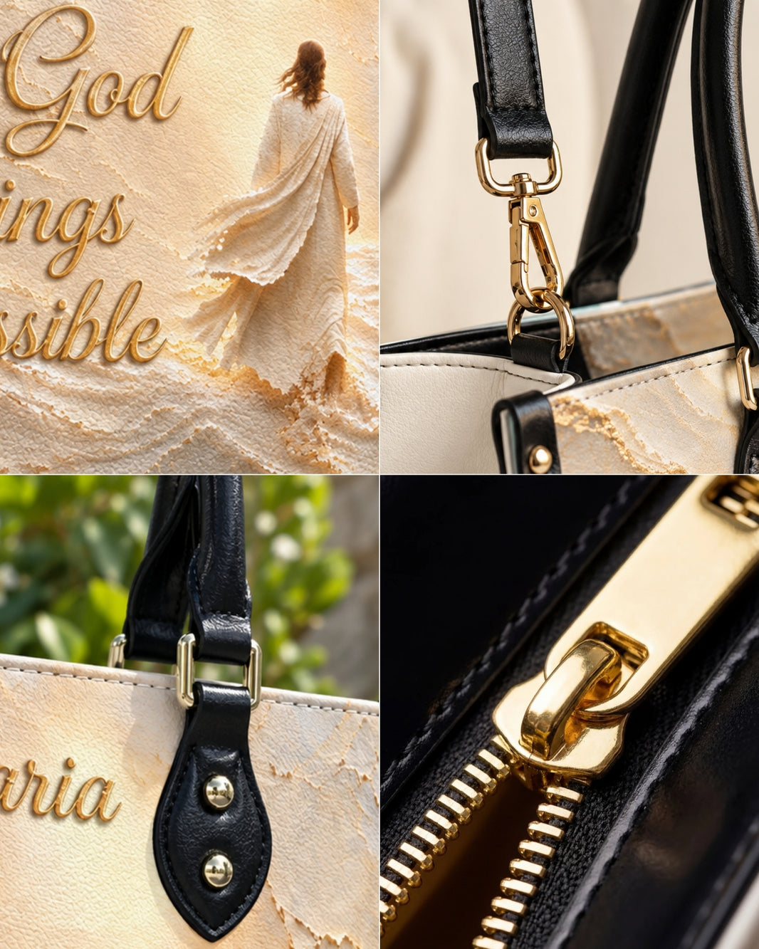 All Things Are Possible Christian Leather Handbag — mockup 7