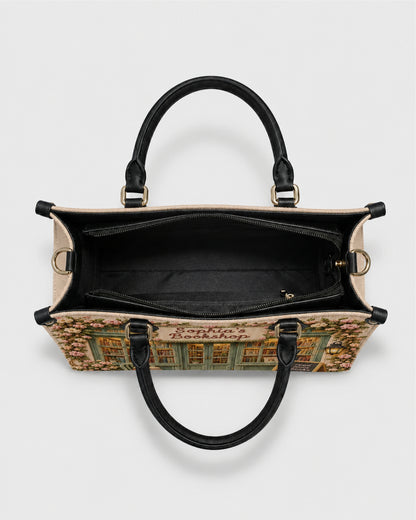Personalized Cottage Bookstore Leather Handbag — mockup 5