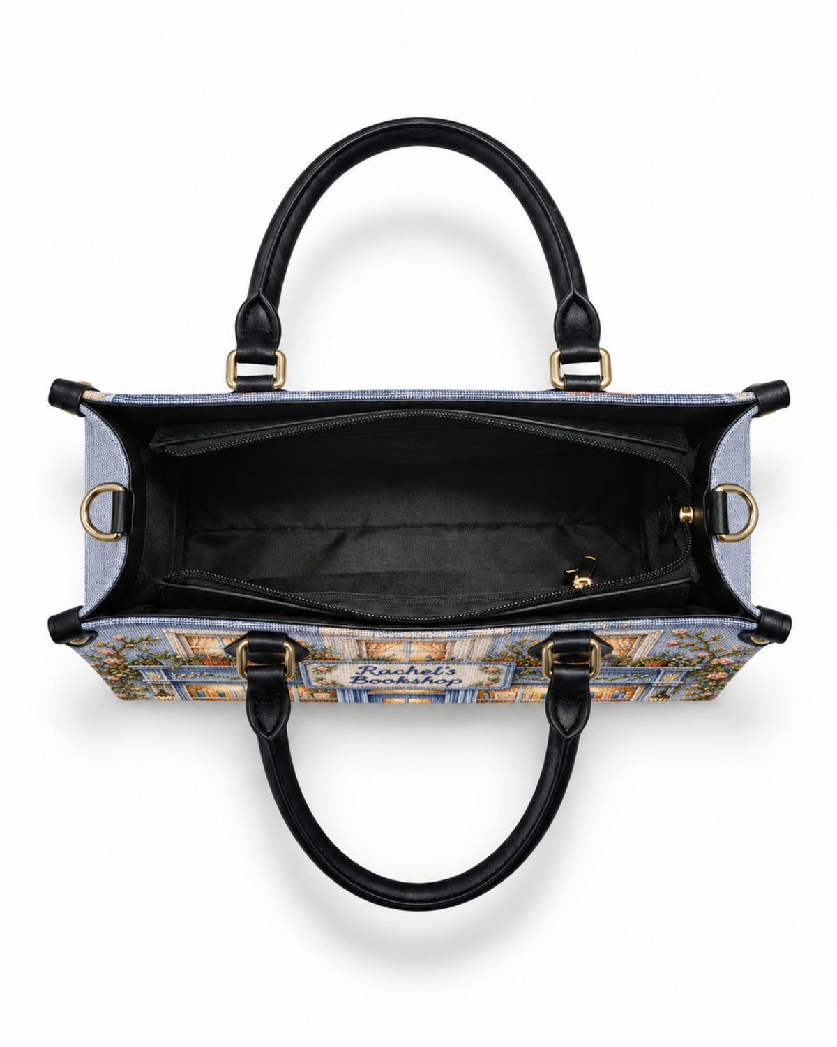 Personalized Vintage Bookstore Leather Handbag — mockup 5