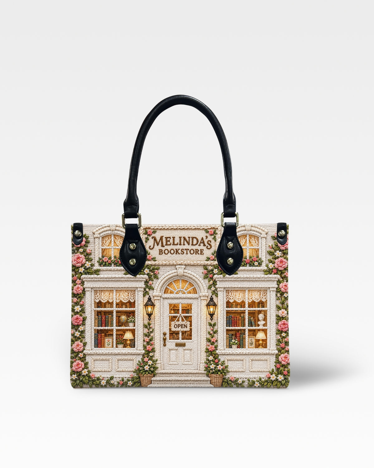 Personalized Garden Bookstore Leather Handbag — mockup 1