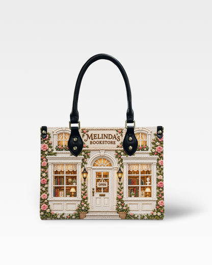 Personalized Garden Bookstore Leather Handbag — mockup 1