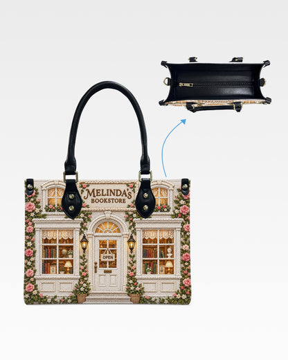 Personalized Garden Bookstore Leather Handbag — mockup 3
