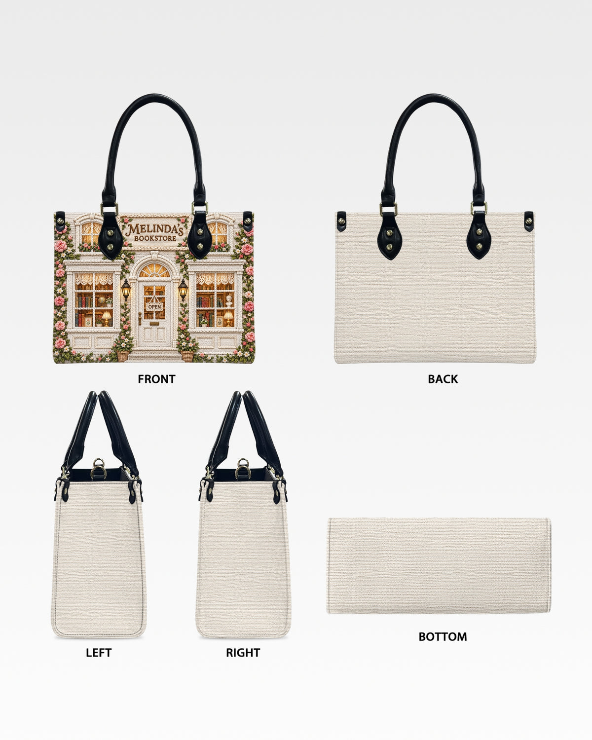 Personalized Garden Bookstore Leather Handbag — mockup 4