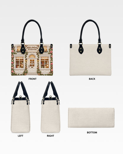 Personalized Garden Bookstore Leather Handbag — mockup 4