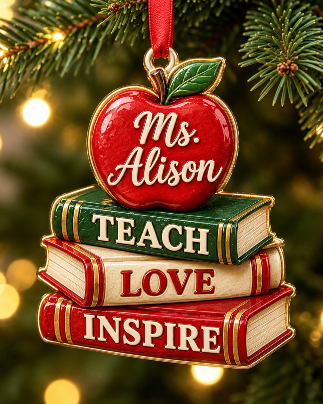 Teach Love Inspire Teacher 3D Relief Ornament