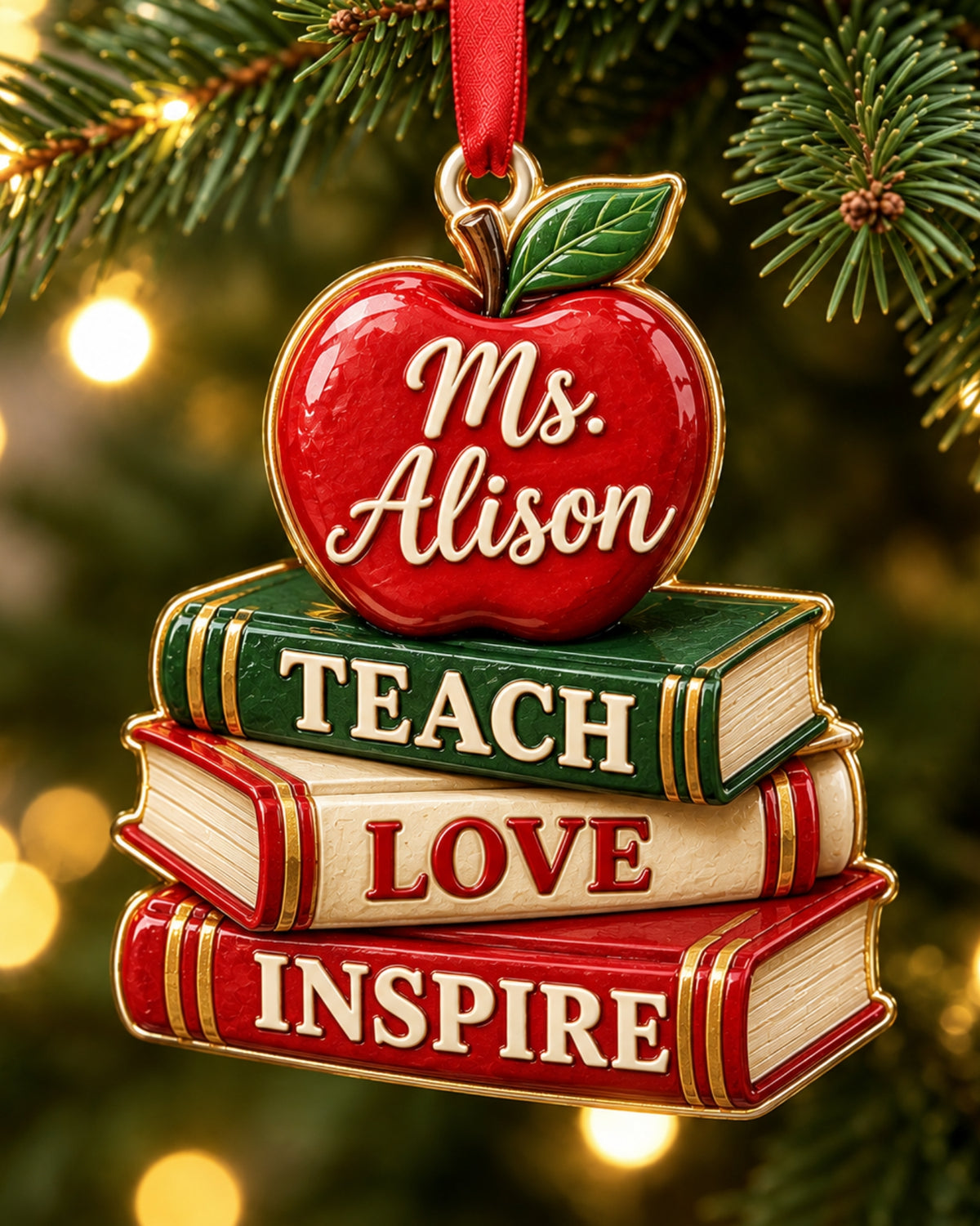 Teach Love Inspire Teacher 3D Relief Ornament