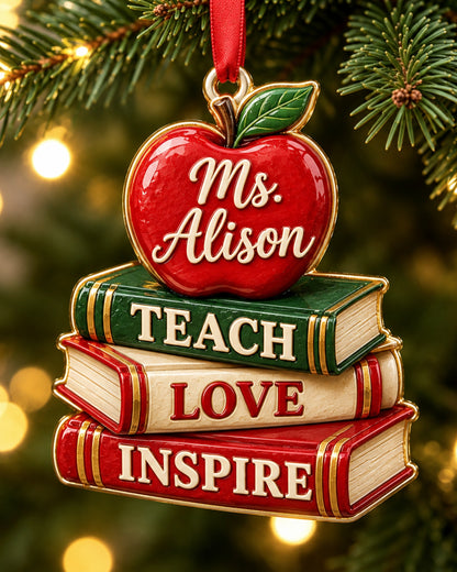 Teach Love Inspire Teacher 3D Relief Ornament