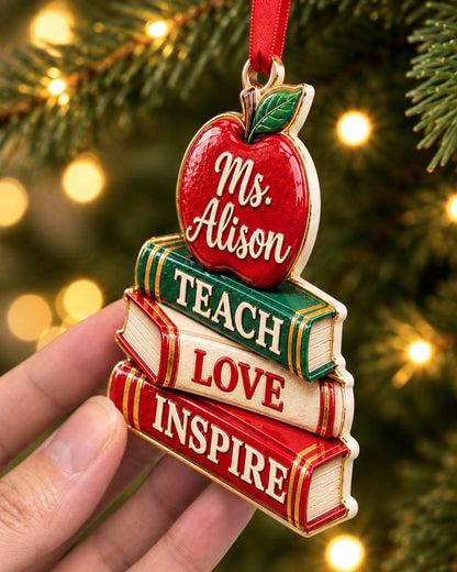 Teach Love Inspire Teacher 3D Relief Ornament