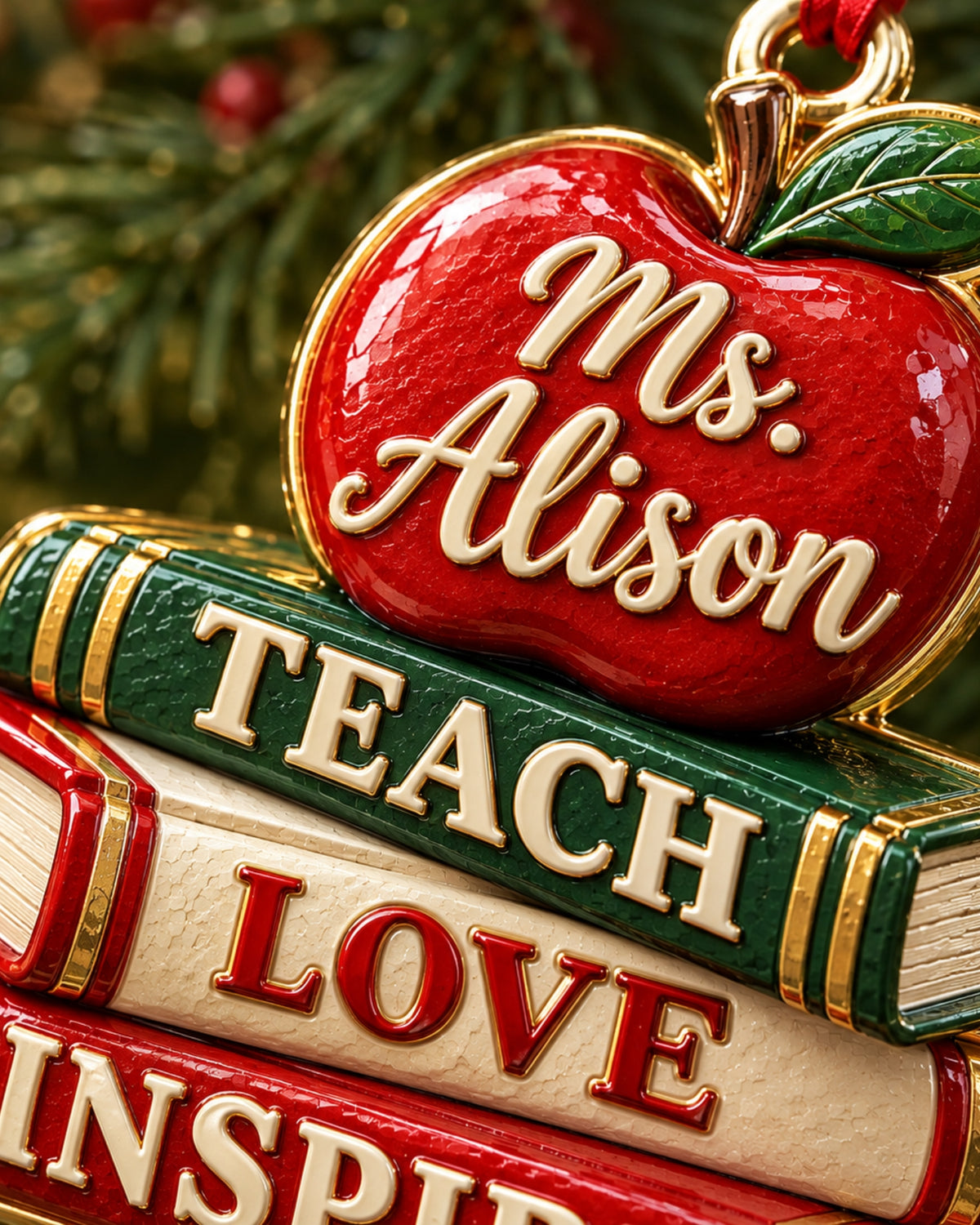 Teach Love Inspire Teacher 3D Relief Ornament