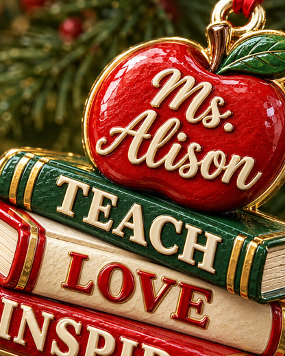 Teach Love Inspire Teacher 3D Relief Ornament