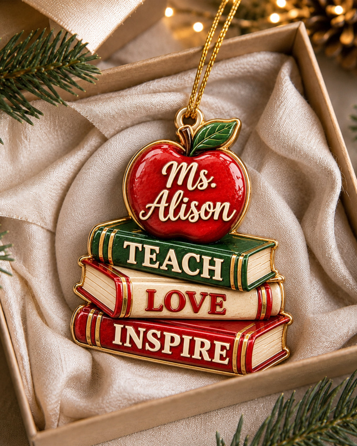 Teach Love Inspire Teacher 3D Relief Ornament