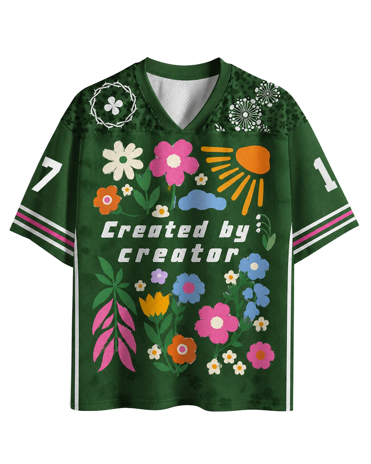Created By The Creator Floral Mesh Jersey mockup 6
