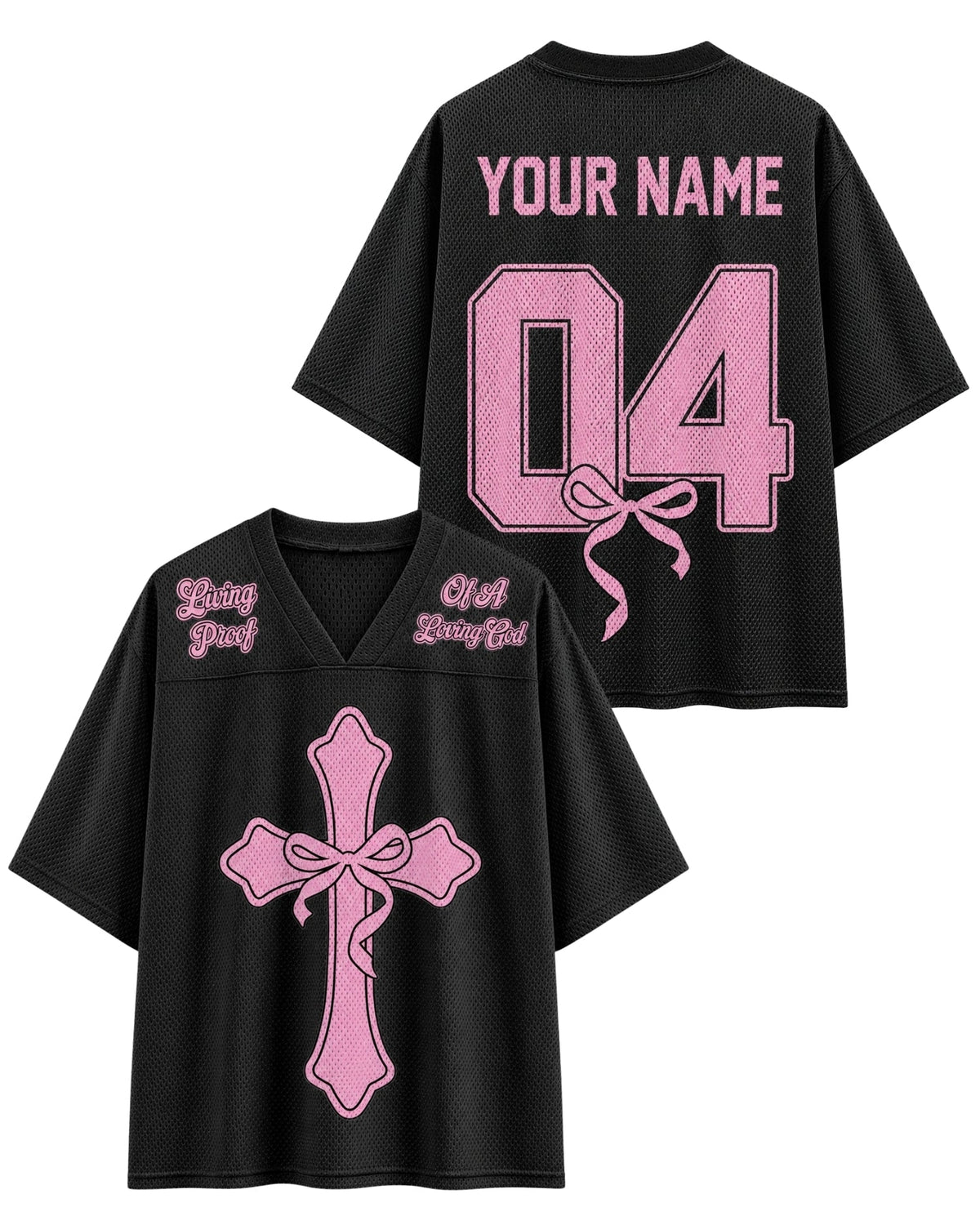 Living Proof of A Loving God Mesh Jersey mockup 1