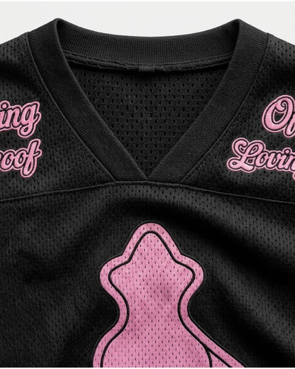 Living Proof of A Loving God Mesh Jersey mockup 4