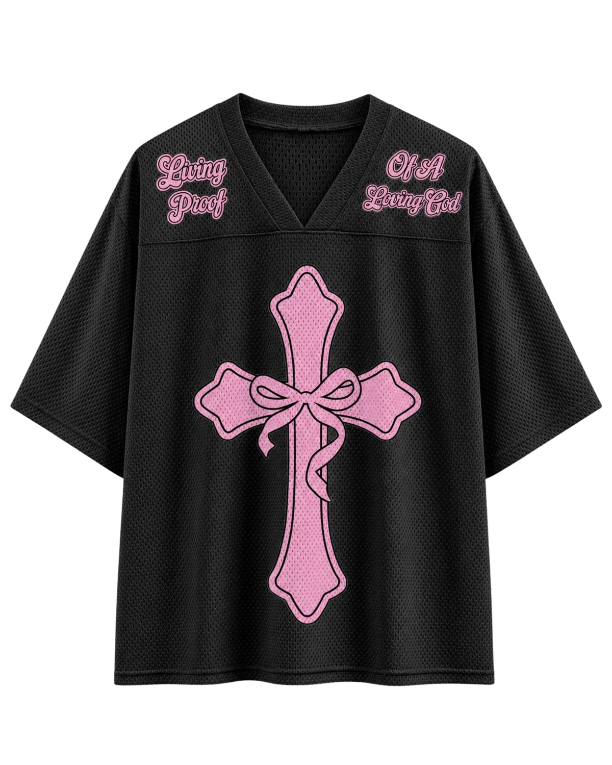 Living Proof of A Loving God Mesh Jersey mockup 6
