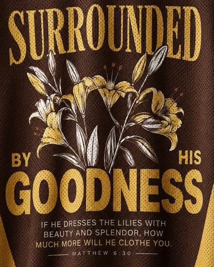 Surrounded By His Goodness Mesh Jersey mockup 3