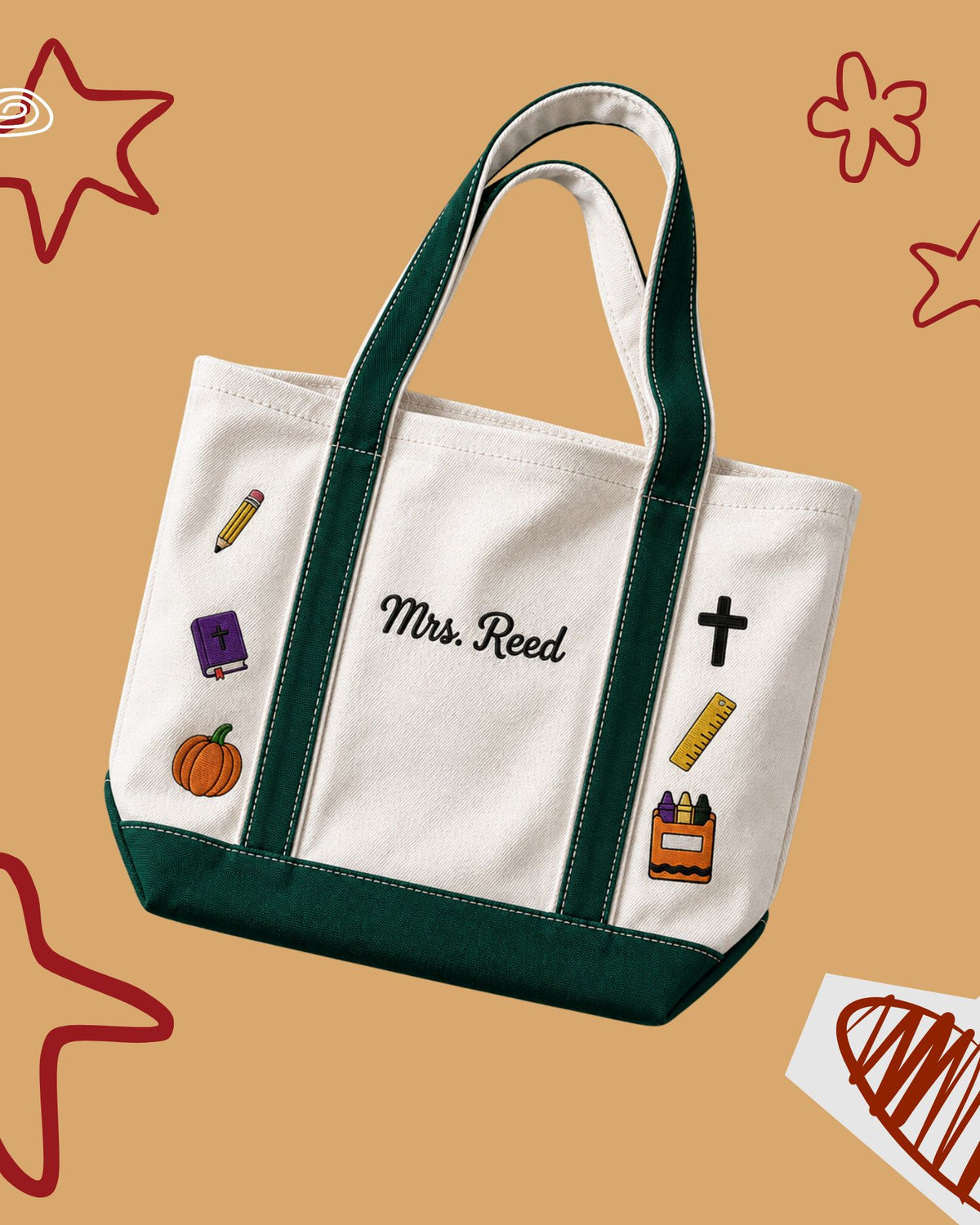 Christian Teacher Personalized Embroidered Tote Bag — mockup 1