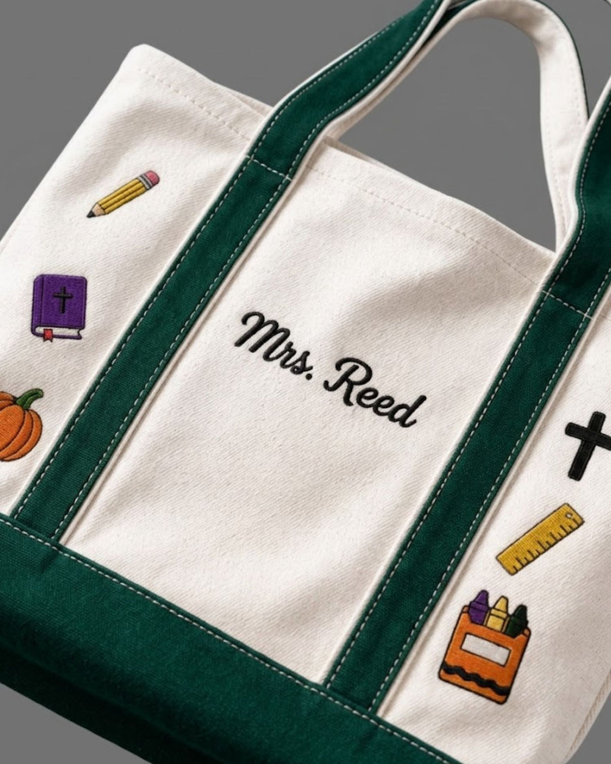 Christian Teacher Personalized Embroidered Tote Bag — mockup 3