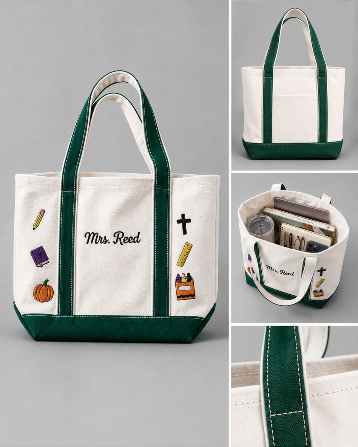 Christian Teacher Personalized Embroidered Tote Bag — mockup 5