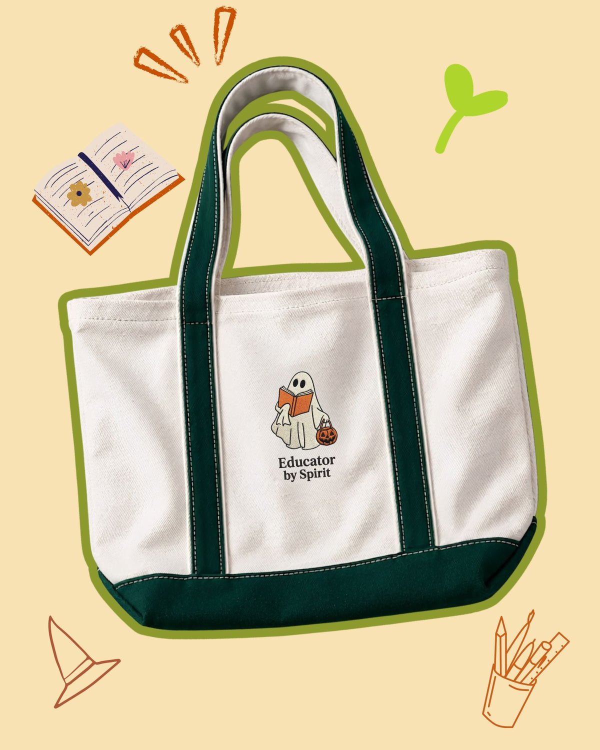 Educator By Spirit Embroidered Tote Bag — mockup 1
