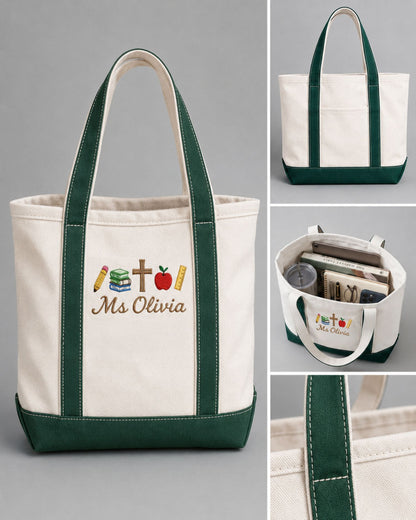 Personalized Faith Teacher Tote Bag — mockup 4