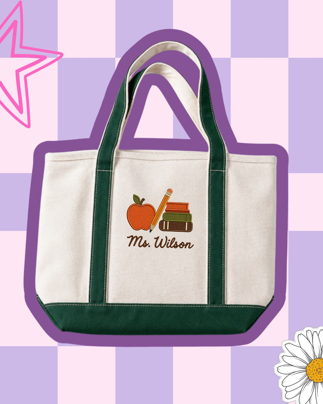 Personalized Teacher Apple Books Tote Bag — mockup 1
